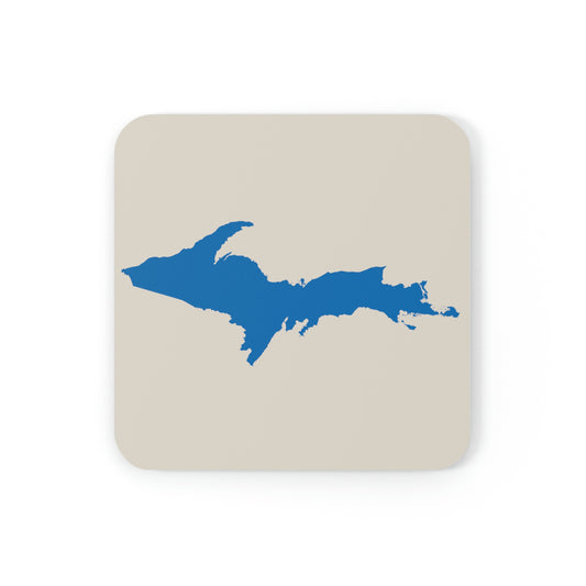 Michigan Upper Peninsula Coaster Set (Canvas Color w/ Azure UP Outline) | Corkwood - 4 pack