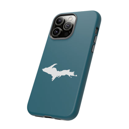 Michigan Upper Peninsula Tough Phone Case (Auburn Hills Teal w/ UP Outline) | Apple iPhone