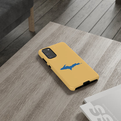 Michigan Upper Peninsula Tough Phone Case (Citrine w/ Azure UP Outline) | Samsung & Pixel Android