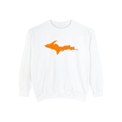 Michigan Upper Peninsula Sweatshirt (w/ Orange UP Outline) | Unisex Garment Dyed