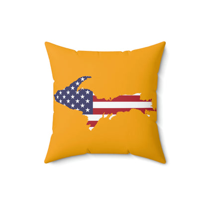 Michigan Upper Peninsula Accent Pillow (w/ UP USA Flag Outline) | Birch Leaf Orange