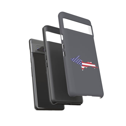 Michigan Upper Peninsula Tough Phone Case (Iron Ore Grey w/ UP USA Flag Outline) | Samsung & Pixel Android