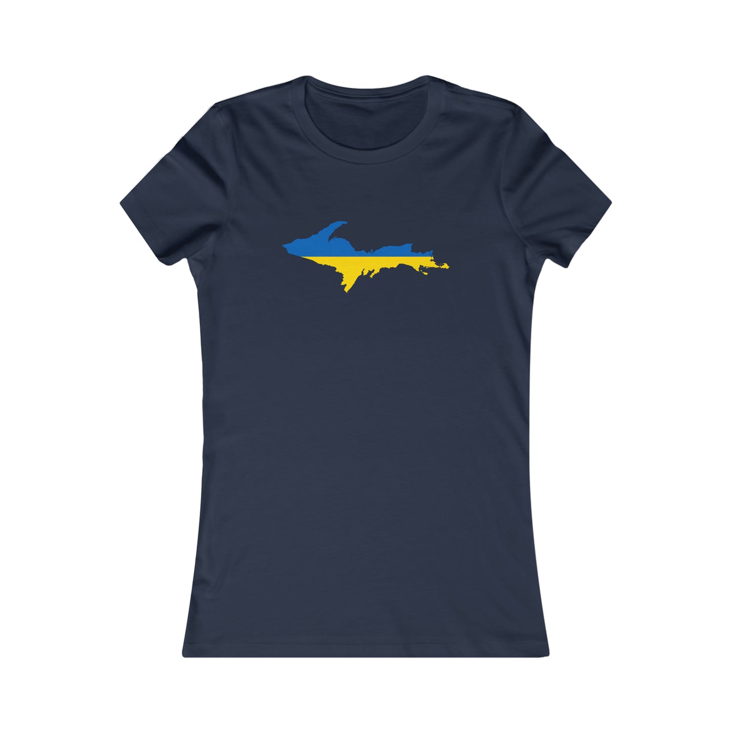 Michigan Upper Peninsula T-Shirt (w/ UP Ukraine Flag Outline) | Women's Slim Fit