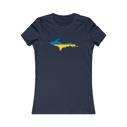 Michigan Upper Peninsula T-Shirt (w/ UP Ukraine Flag Outline) | Women's Slim Fit