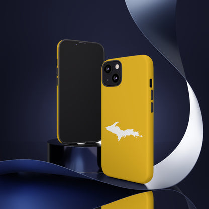 Michigan Upper Peninsula Tough Phone Case (Gold Color w/ UP Outline) | Apple iPhone