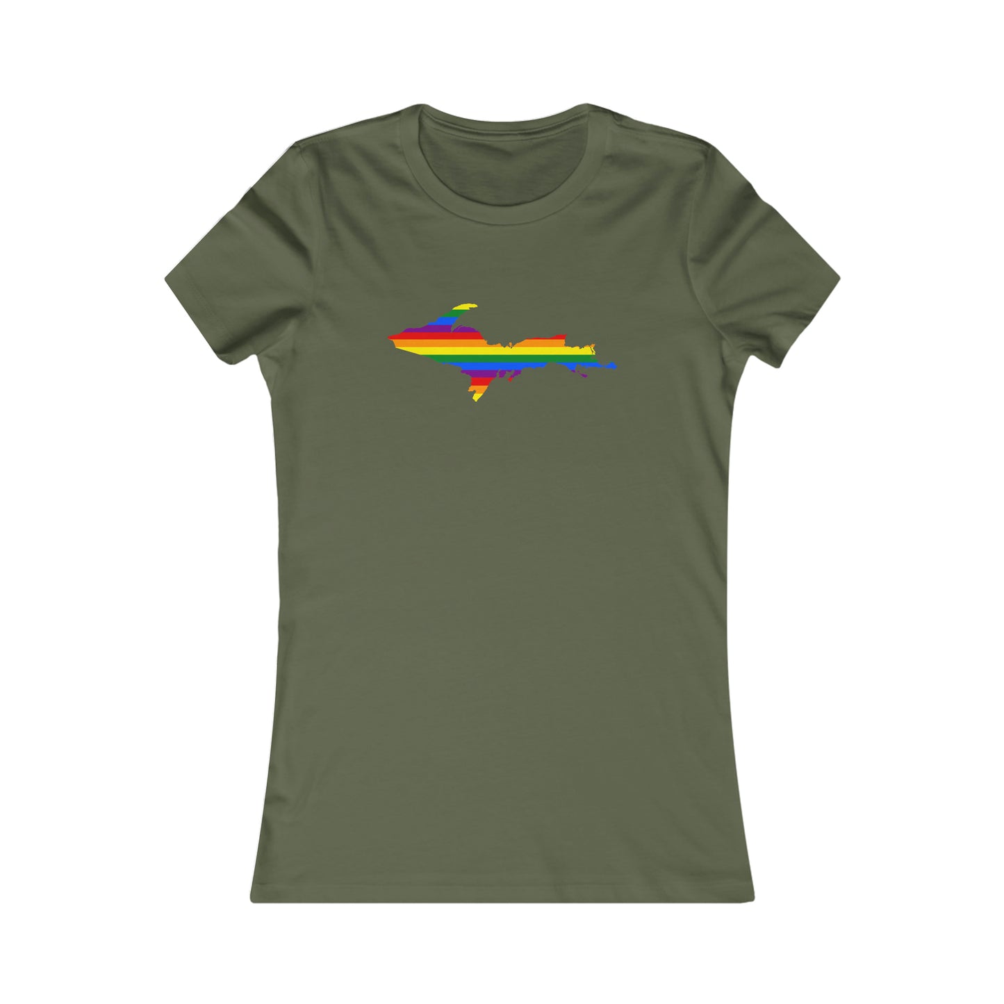 Michigan Upper Peninsula T-Shirt (w/ UP Pride Flag Outline) | Women's Slim Fit