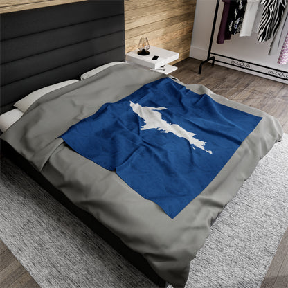 Michigan Upper Peninsula Plush Blanket (w/ UP Outline) | Lake Superior Blue