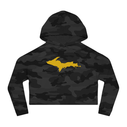 Michigan Upper Peninsula Hoodie (w/ Gold UP Outline) | Lightweight Cropped