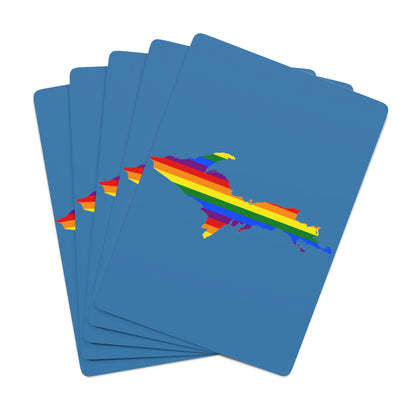 Michigan Upper Peninsula Poker Cards (Lake Superior Blue w/ UP Pride Flag Outline)