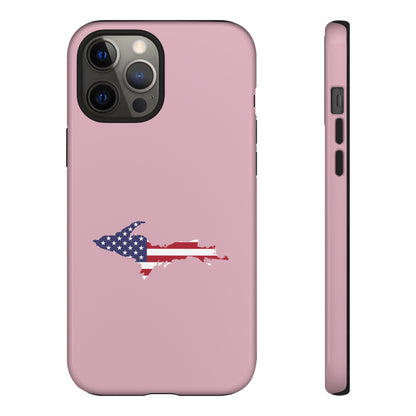 Michigan Upper Peninsula Tough Phone Case (Pink w/ UP USA Flag Outline) | Apple iPhone