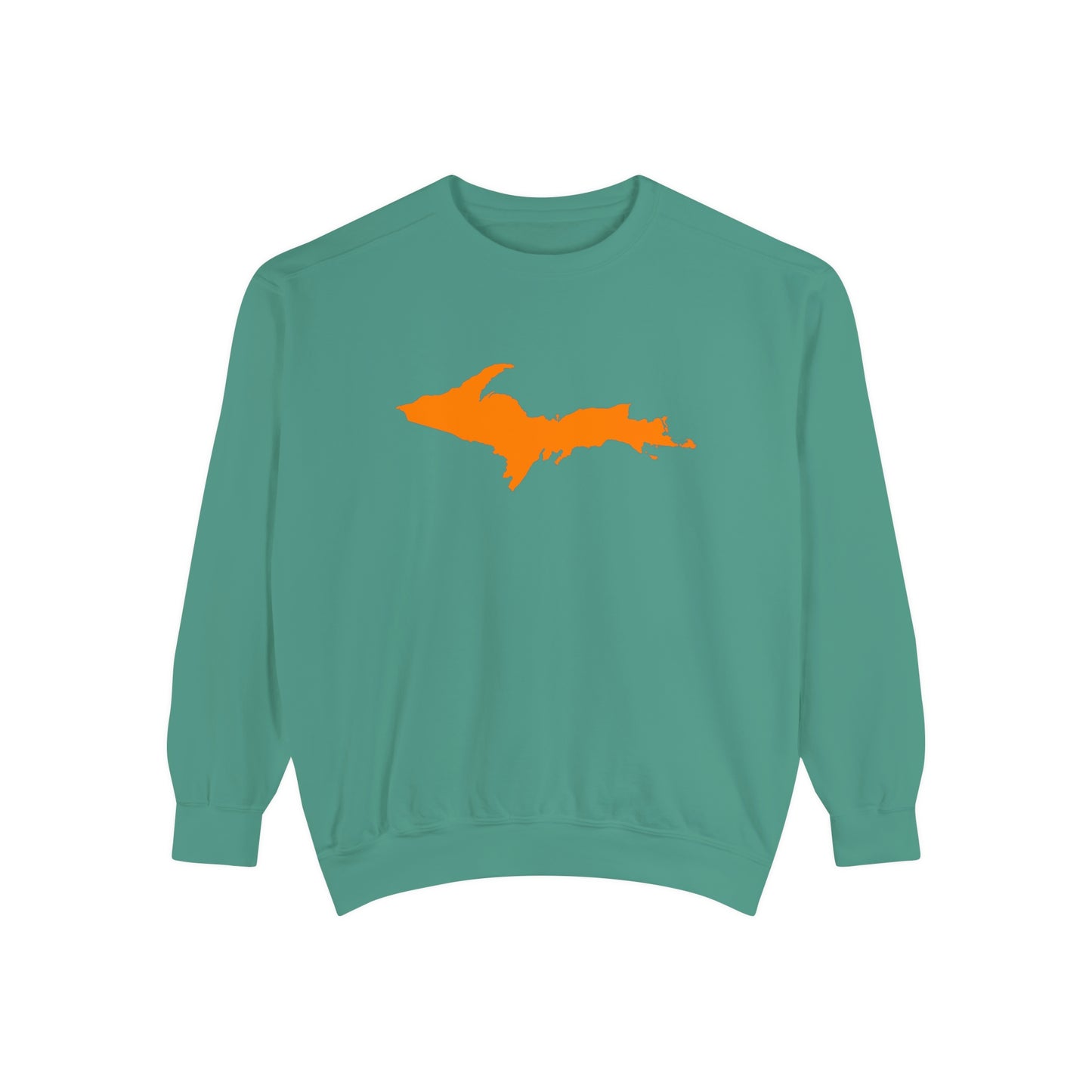 Michigan Upper Peninsula Sweatshirt (w/ Orange UP Outline) | Unisex Garment Dyed