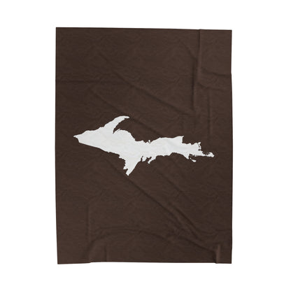 Michigan Upper Peninsula Plush Blanket (w/ UP Outline) | Hickory Color