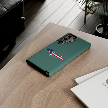 Michigan Upper Peninsula Tough Phone Case (Copper Green w/ UP USA Flag Outline) | Samsung & Pixel Android