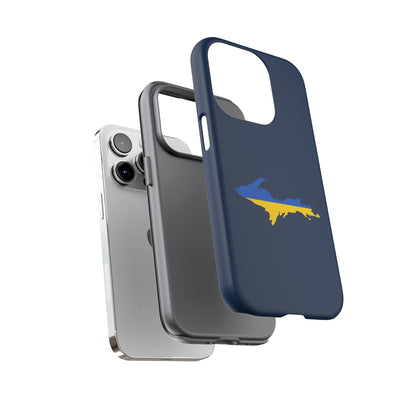 Michigan Upper Peninsula Tough Phone Case (Navy w/ UP Ukraine Flag Outline) | Apple iPhone