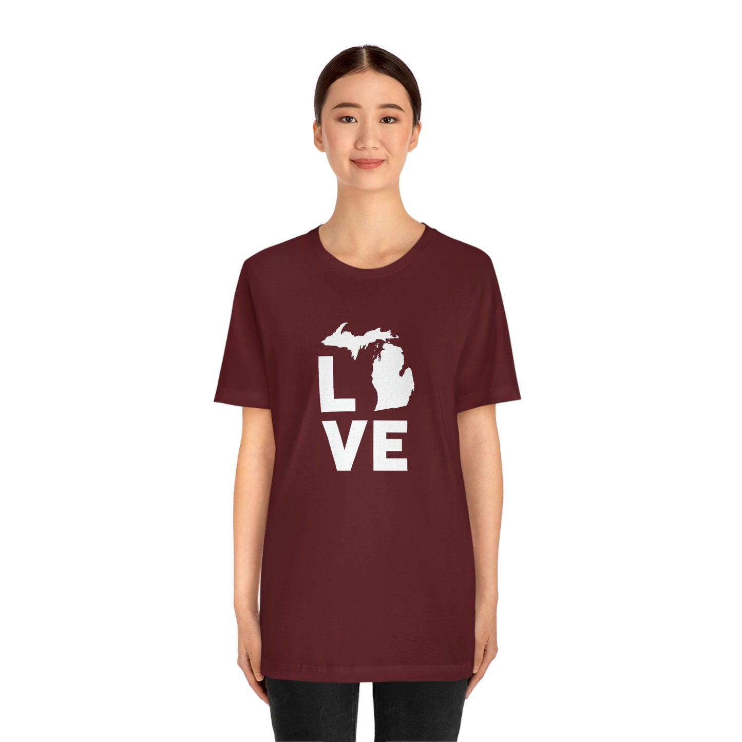 Michigan 'Love' T-Shirt (Geometric Sans Font) | Unisex Standard Fit