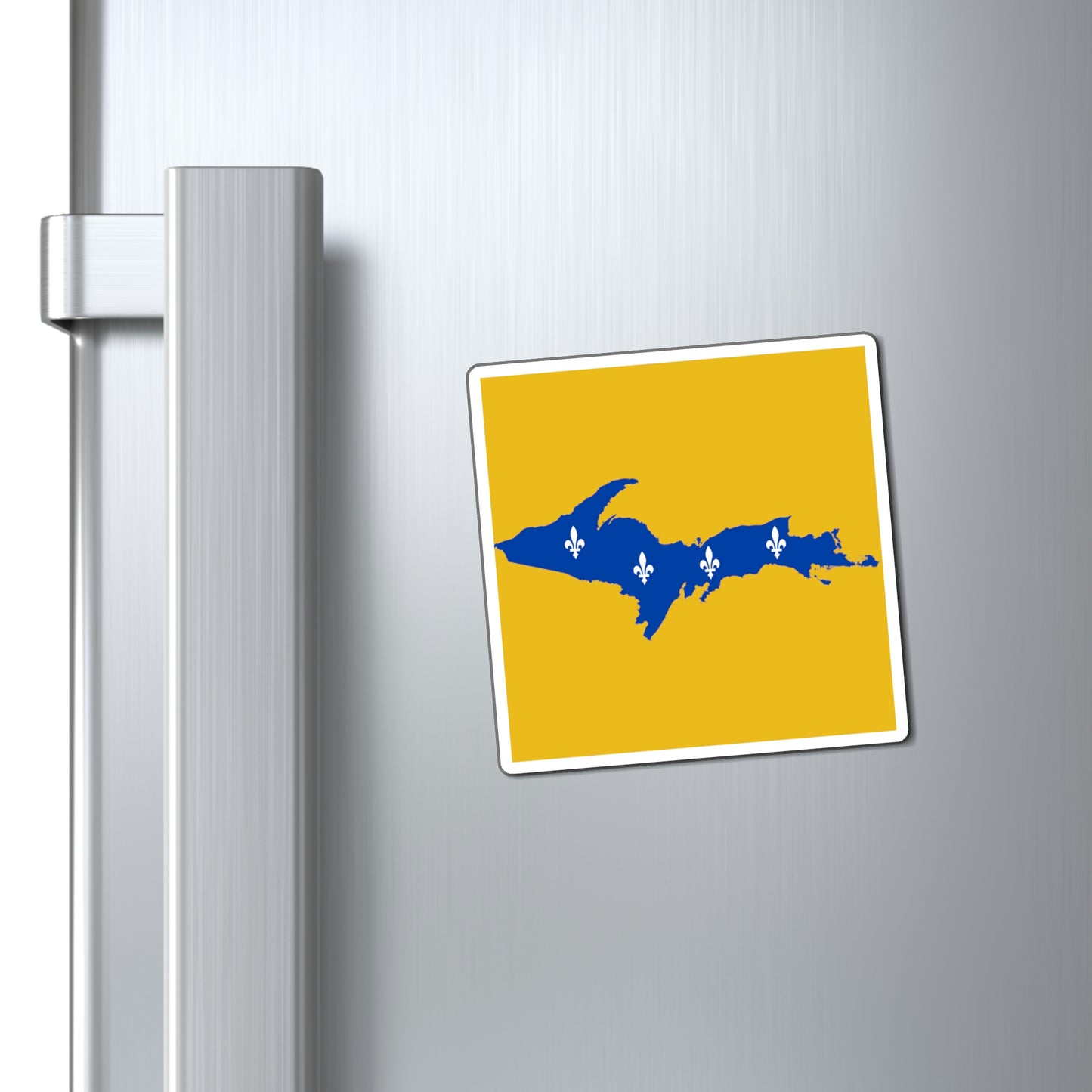 Michigan Upper Peninsula Square Magnet (Gold w/ UP Quebec Flag Outline)