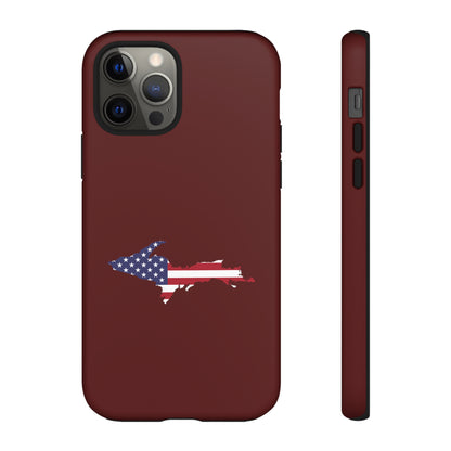 Michigan Upper Peninsula Tough Phone Case (Cherrywood Color w/ UP USA Outline) | Apple iPhone