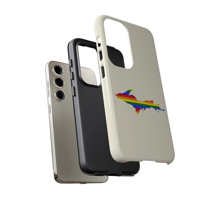 Michigan Upper Peninsula Tough Phone Case (Ivory Color w/ UP Pride Flag Outline) | Samsung & Pixel Android