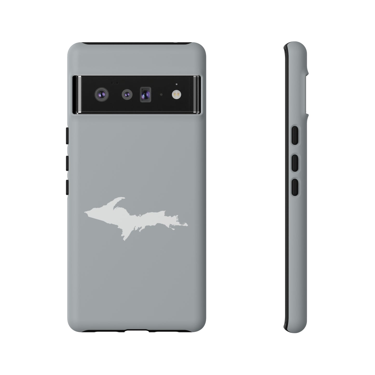 Michigan Upper Peninsula Tough Phone Case (Silver w/ UP Outline) | Samsung & Pixel Android