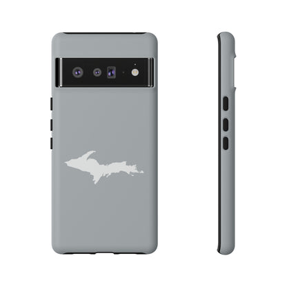 Michigan Upper Peninsula Tough Phone Case (Silver w/ UP Outline) | Samsung & Pixel Android