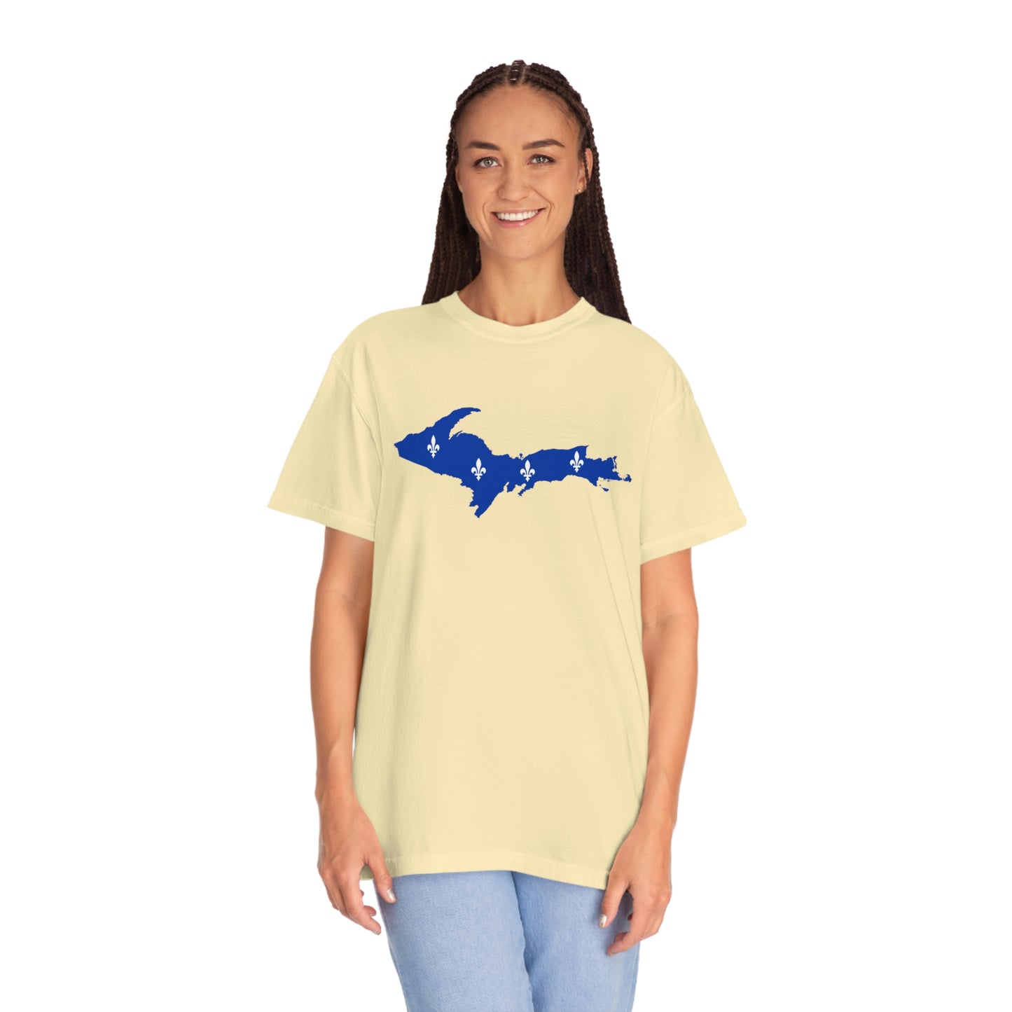 Michigan Upper Peninsula T-Shirt (w/ UP Quebec Flag Outline) | Unisex Garment-Dyed