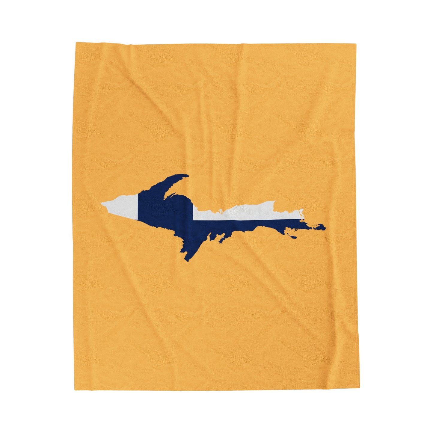 Michigan Upper Peninsula Plush Blanket (w/ UP Finland Flag Outline) | Citrine