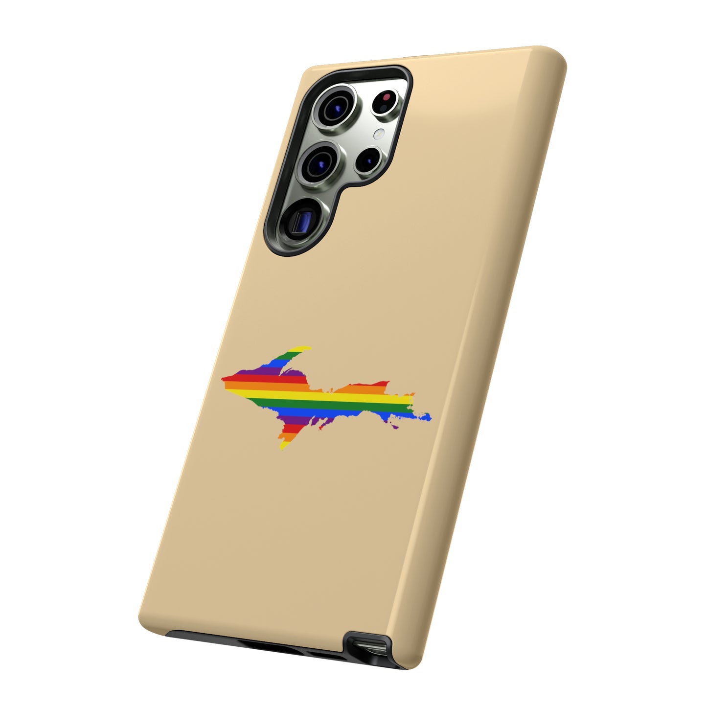 Michigan Upper Peninsula Tough Phone Case (Maple Color w/ UP Pride Flag Outline) | Samsung & Pixel Android