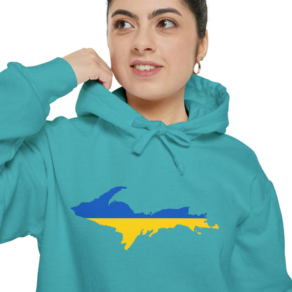 Michigan Upper Peninsula Hoodie (w/ UP Ukraine Flag Outline) | Unisex Garment-Dyed