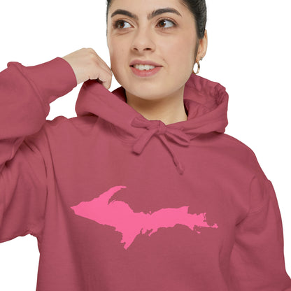 Michigan Upper Peninsula Hoodie (w/ Pink UP Outline) | Unisex Garment-Dyed