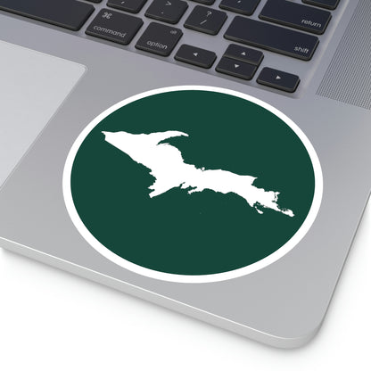 Michigan Upper Peninsula Round Stickers (Green w/ UP Outline) | Indoor\Outdoor