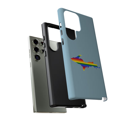 Michigan Upper Peninsula Tough Phone Case (Opal Blue w/ UP Pride Flag Outline) | Samsung & Pixel Android