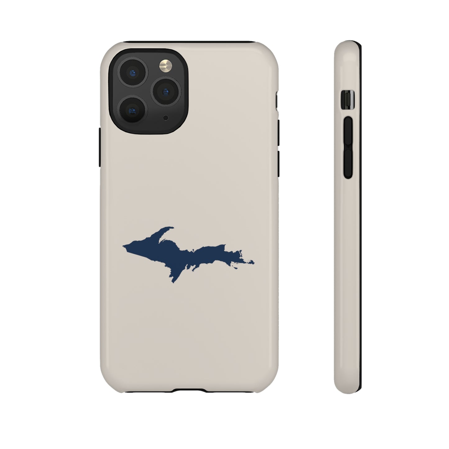 Michigan Upper Peninsula Tough Phone Case (Canvas Color w/ UP Outline) | Apple iPhone