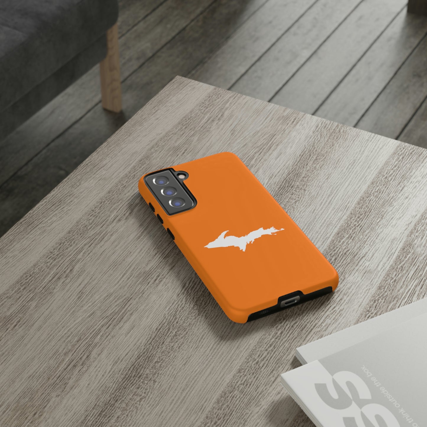 Michigan Upper Peninsula Tough Phone Case (Orange w/ UP Outline) | Samsung & Pixel Android