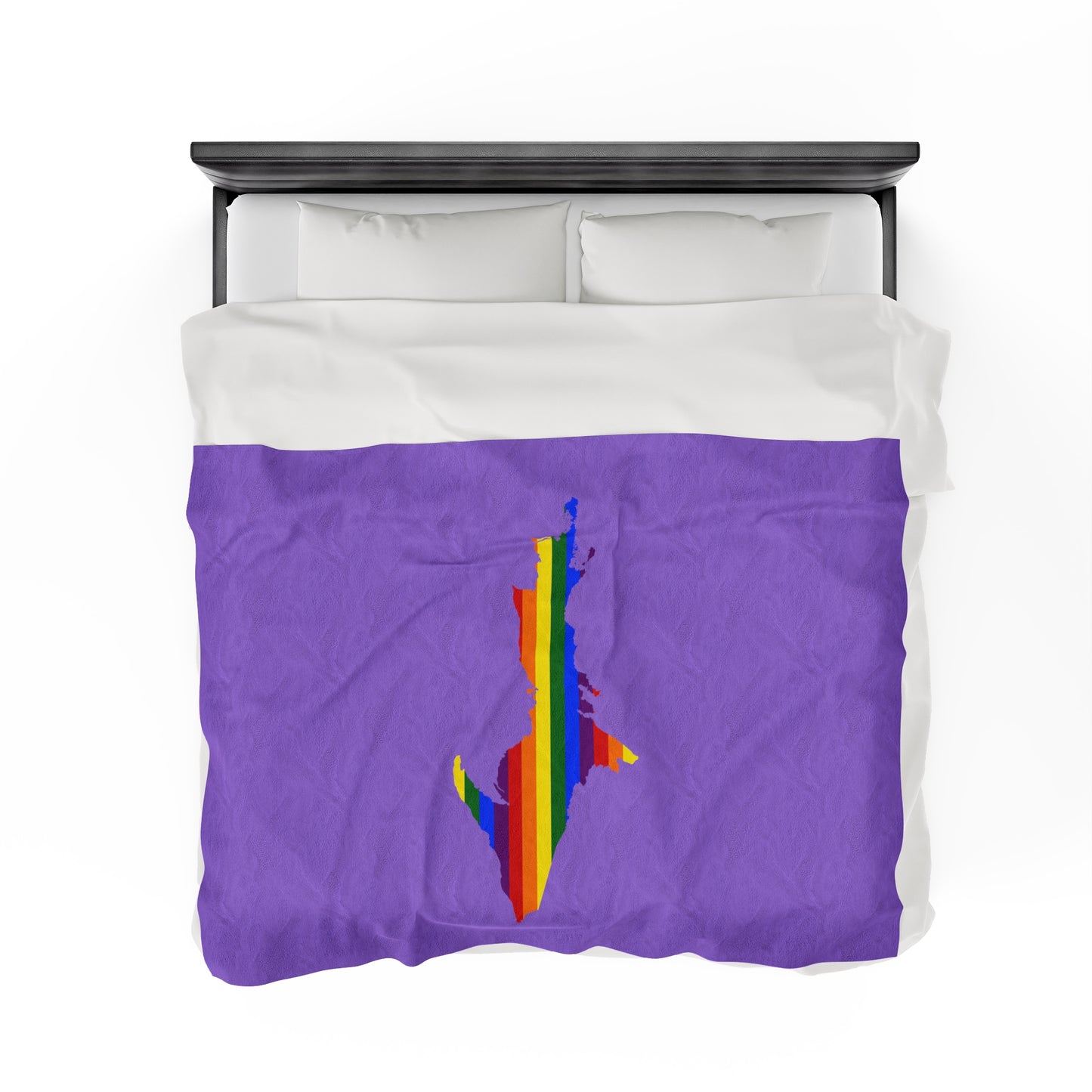 Michigan Upper Peninsula Plush Blanket (w/ UP Pride Flag Outline) | Lavender