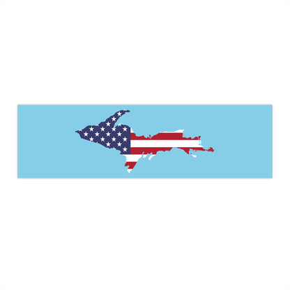 Michigan Upper Peninsula Bumper Stickers (w/ UP USA Flag Outline) | Sky Blue Background