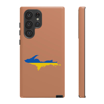 Michigan Upper Peninsula Tough Phone Case (Copper Color w/ UP Ukraine Flag Outline) | Samsung & Pixel Android