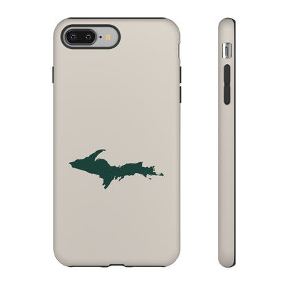 Michigan Upper Peninsula Tough Phone Case (Canvas Color w/ Green UP Outline) | Apple iPhone