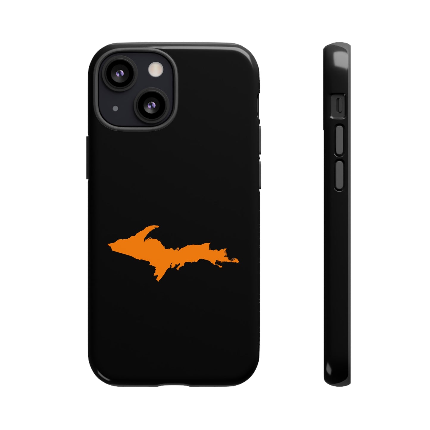 Michigan Upper Peninsula Tough Phone Case (Black w/ Orange UP Outline) | Apple iPhone