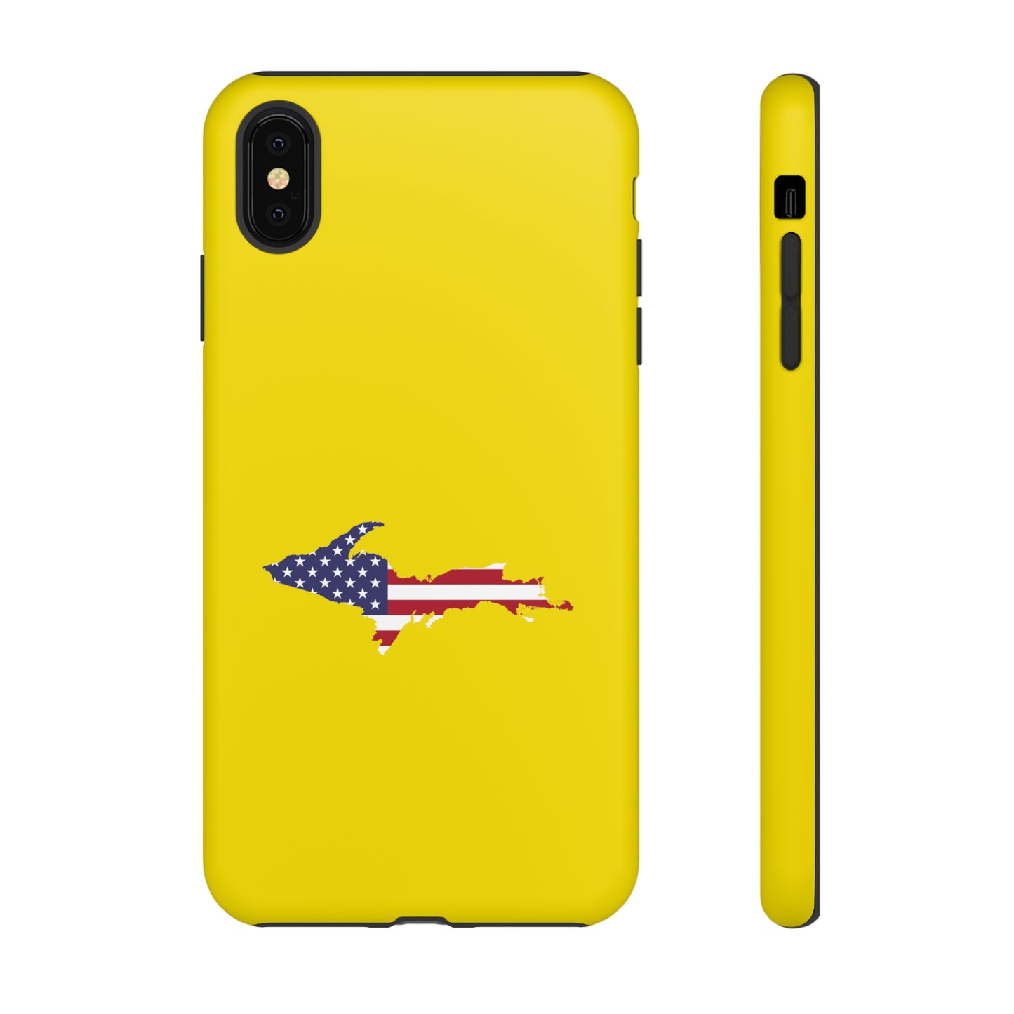 Michigan Upper Peninsula Tough Phone Case (Gadsden Yellow w/ UP USA Outline) | Apple iPhone