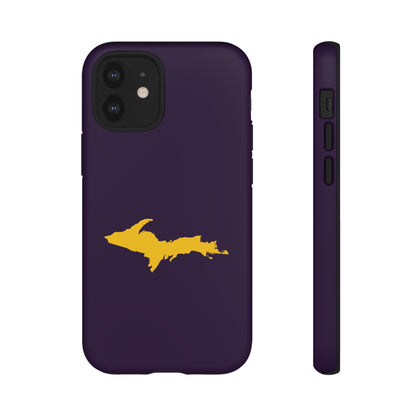 Michigan Upper Peninsula Tough Phone Case (Blackcurrant w/ Gold UP Outline) | Apple iPhone