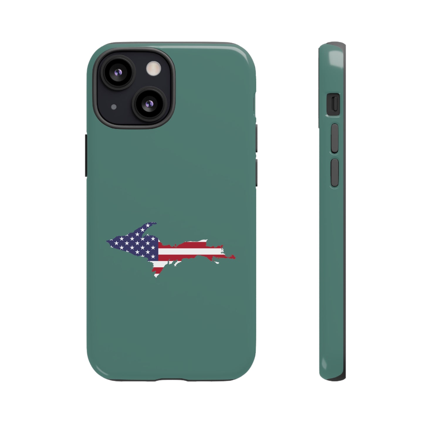 Michigan Upper Peninsula Tough Phone Case (Copper Green w/ UP USA Outline) | Apple iPhone