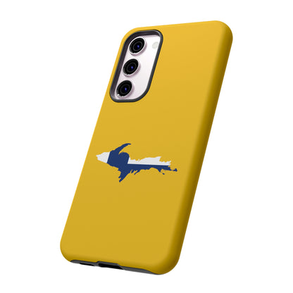 Michigan Upper Peninsula Tough Phone Case (Gold w/ UP Finland Flag Outline) | Samsung & Pixel Android