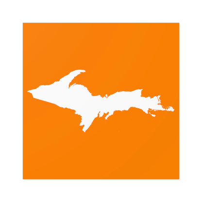 Michigan Upper Peninsula Square Sticker (Orange w/ UP Outline) | Indoor/Outdoor