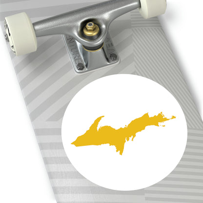 Michigan Upper Peninsula Round Stickers (w/ Gold UP Outline) | Indoor\Outdoor