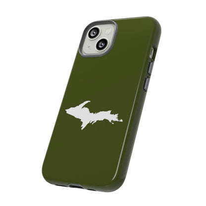 Michigan Upper Peninsula Tough Phone Case (Army Green w/ UP Outline) | Apple iPhone