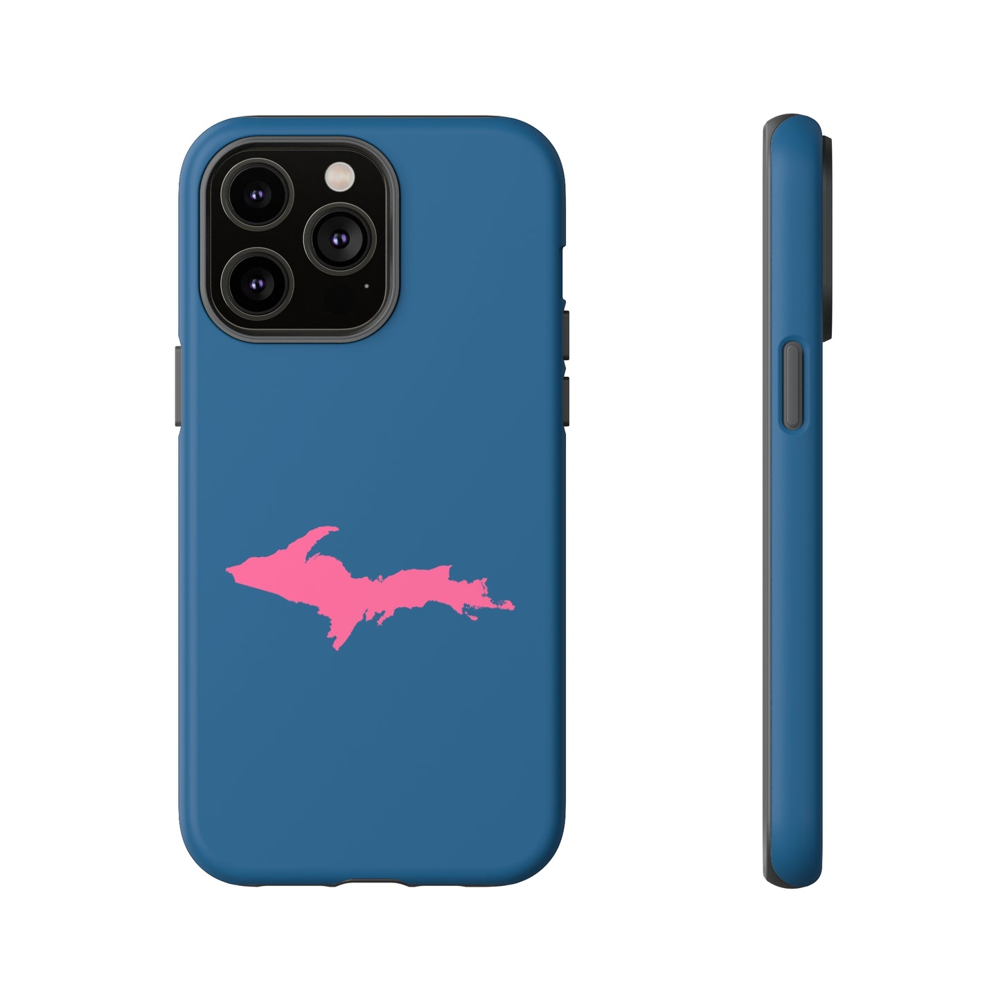 Michigan Upper Peninsula Tough Phone Case (Blueberry w/ Pink UP Outline) | Apple iPhone