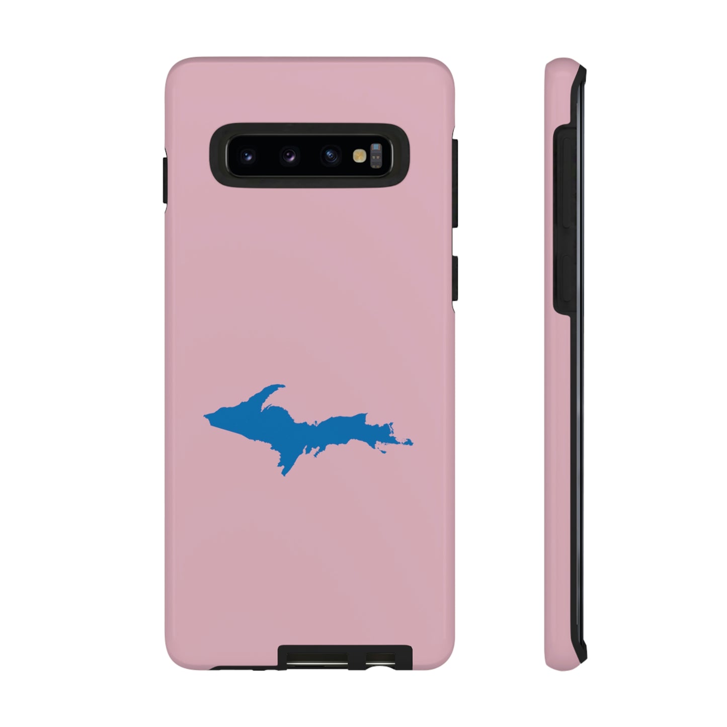 Michigan Upper Peninsula Tough Phone Case (Pink w/ Azure UP Outline) | Samsung & Pixel Android