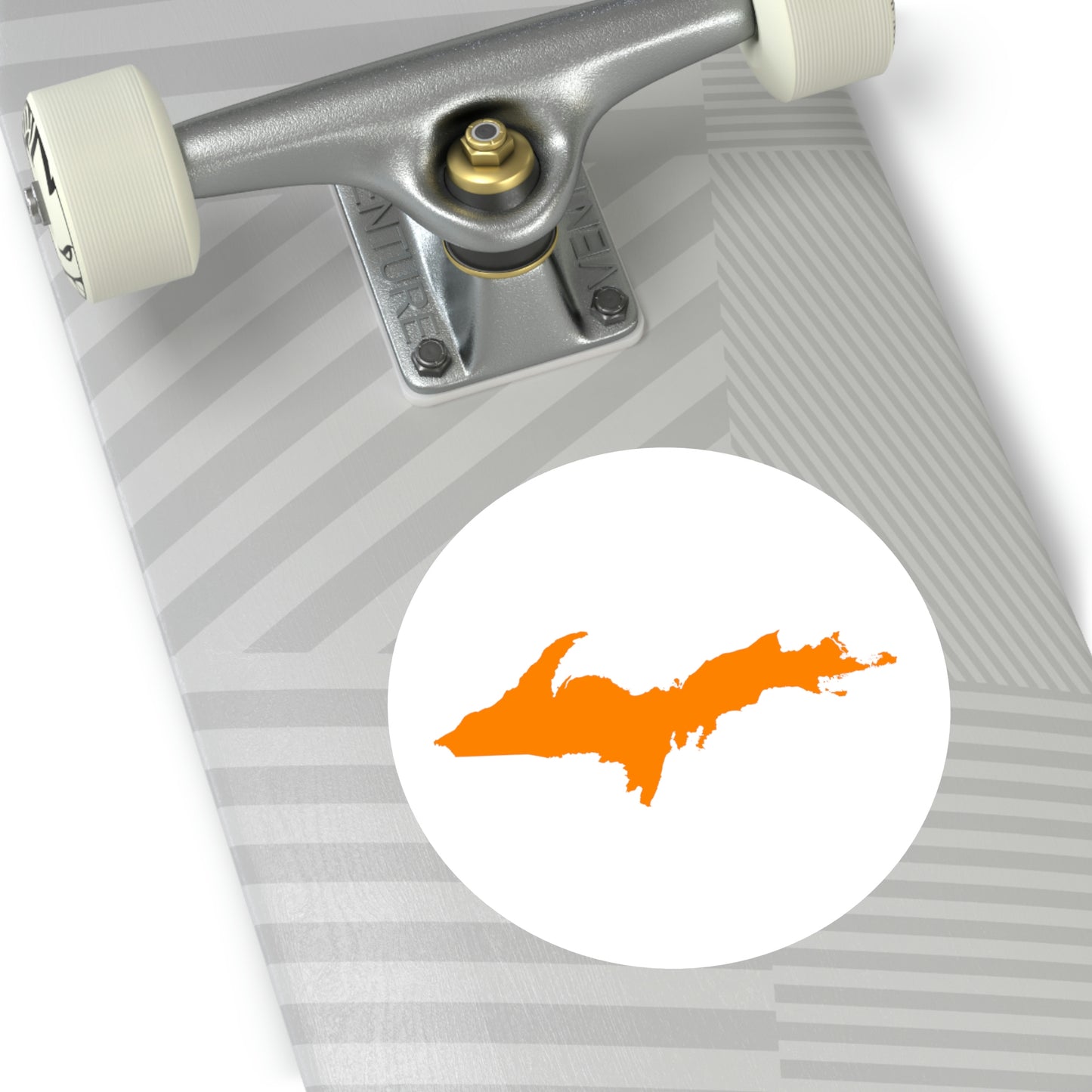 Michigan Upper Peninsula Round Stickers ( w/ Orange UP Outline) | Indoor\Outdoor