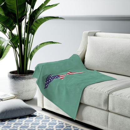 Michigan Upper Peninsula Plush Blanket (w/ UP USA Flag Outline) | '64 Metallic Mint Green