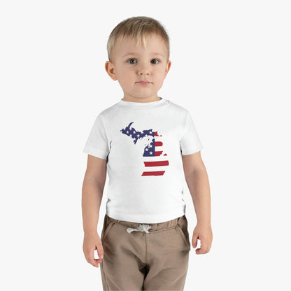 Michigan Infant T-Shirt (w/ MI USA Flag Outline) | Short Sleeve